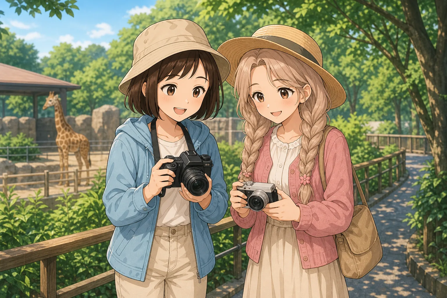 栗原せな、麦倉ふわりが動物園で写真散歩を楽しむ様子